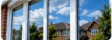 uPVC windows on a brick house, cleaned